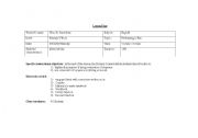 English worksheet: Lesson plan