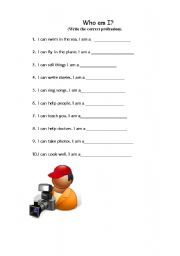 English Worksheet: Who am I?