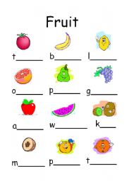 English Worksheet: Fruit