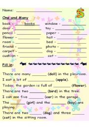 English Worksheet: One and Many