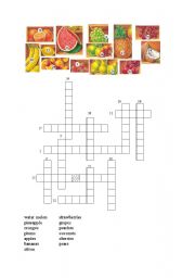 English worksheet: Fruit Crossword