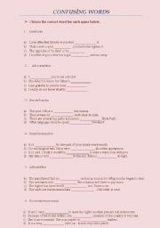 English Worksheet: confusing words