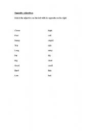 English Worksheet: Find the opposite adjective