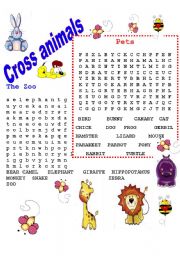 English Worksheet: Animals - Pet and zoo