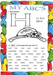 English Worksheet: My ABCs (H)