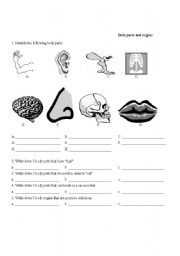English Worksheet: Body parts and organs