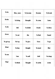 English Worksheet:  Memory game - past of irregular verbs