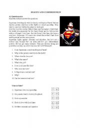 superman reading comprehension worksheets english