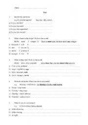 English worksheet: test paper