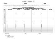 English worksheet: ANNUAL LESSON PLAN FORMAT