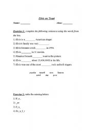 English Worksheet: elvis on toast