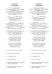 English Worksheet: The Reason - Song