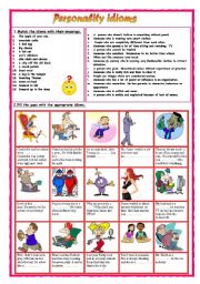 English Worksheet: Personality idioms  1