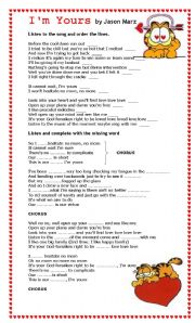 English Worksheet: Im yours by Jason Mraz