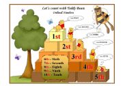 English Worksheet: Lets count with Teddy Bears! Ordinal Numbers