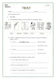 English Worksheet: Test: Present Progressive and Future Going to