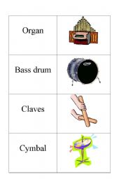 English Worksheet: intruments flashcards 1 to play snap, memory