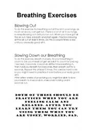 English Worksheet: Breathing Exercises for Kids