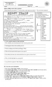 English Worksheet: scary story past tense