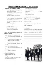 English Worksheet: When Im 64 by The Beatles