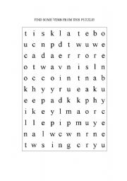 English Worksheet: Verb wordsearch