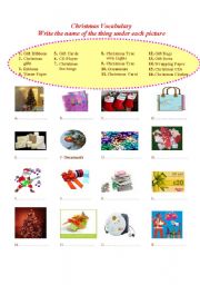 English Worksheet: Christmas Vocabulary