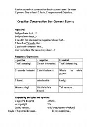 English worksheet: Conversation for Current Events