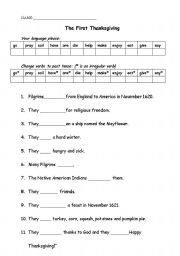 English worksheet: The First Thanksgiving