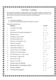 English Worksheet: Vocabulary Activity