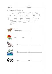 English Worksheet: animal actions