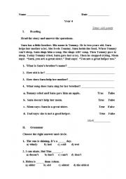 English Worksheet: Reading,Grammar,Spelling