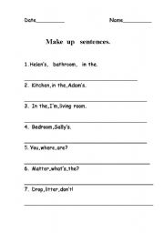 English worksheet: Make up senteces