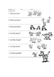 English worksheet: plural animal questions_are they