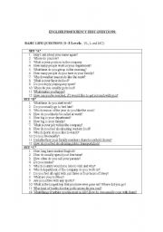 English Worksheet: English speaking proficiency questionaire