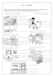 English Worksheet: Rooms in my house