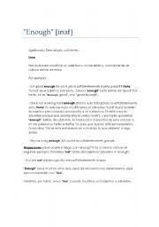 English Worksheet: use of enough
