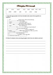 English worksheet: Simple Present tense quiz