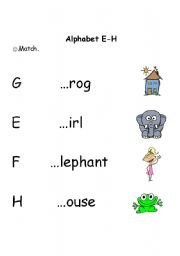 English worksheet: Alphabet E-H