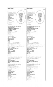 English Worksheet: Listening song- Gap Filing - Past Simple 