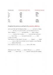 English worksheet: possesive adjetives