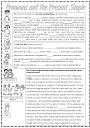 English Worksheet: Pronouns and the Simple Present B&W PRINTER FRIENDLY