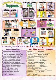 English Worksheet: LOVELY SNAIL things people do VERBS 