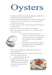 English Worksheet: Oysters