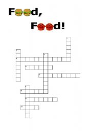 English Worksheet: Food Crossword