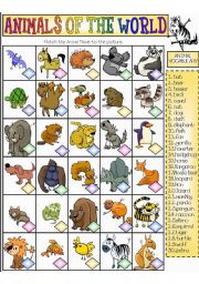 English Worksheet: Animals of the World