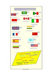 English worksheet: COUNTRIES & FLAGS