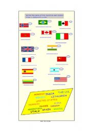 English Worksheet: COUNTRIES & FLAGS