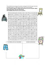 English worksheet: CLOTHES AND HOUSE