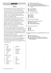 English Worksheet: Bill Gates- reading and comprehension