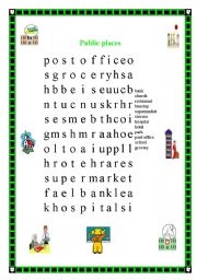 English worksheet: Places wordsearch